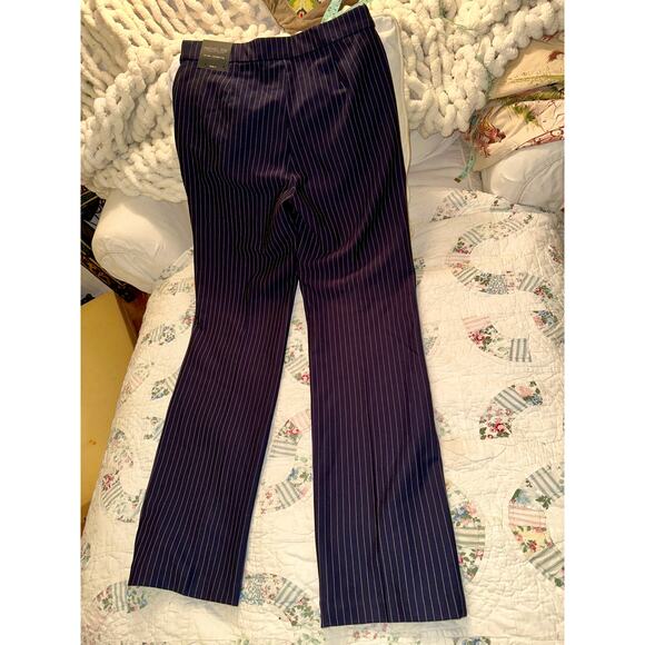 NWT RACHEL ZOE HI WAIST STRAIGHT LEG NAVY PINSTRIPE PANTS TROUSERS 4 - Picture 2 of 9